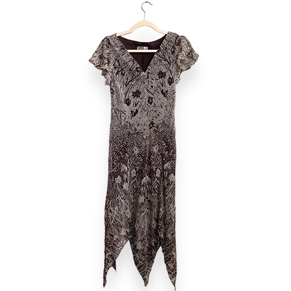 Papell Petites 100% Silk Fairy, Whimsygoth Maxi Dress Size 8P
